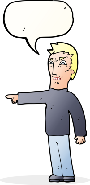 Bir insan tarafından çizilmiş konuşma baloncuğuyla işaret eden kızgın adam çizgi filmi.