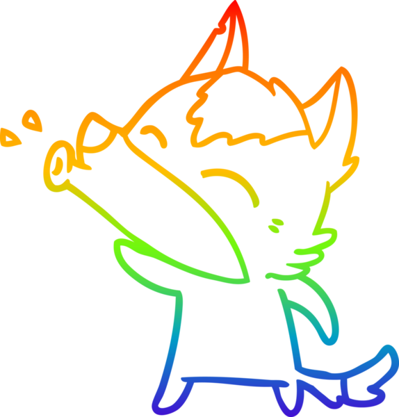 Uluyan bir kurt çizgi filminin gökkuşağı gradyanı insan tarafından çizilmiş.