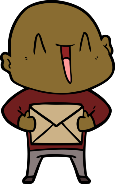 Bir insan tarafından çizilmiş mutlu, kel adam.