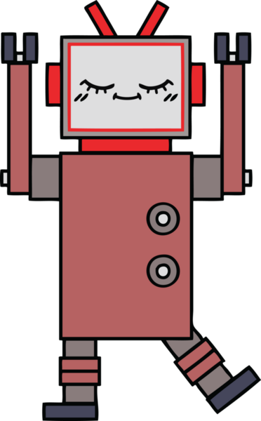 Bir insan tarafından çizilmiş sevimli bir robot karikatürü.