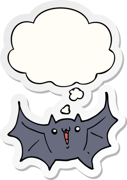 çizgi film mutlu vampir yarasa düşünce baloncuğu bir insan tarafından çizilmiş çıkartma