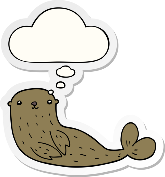 Düşünce baloncuklu karikatür mührü insan tarafından çizilmiş bir çıkartma.