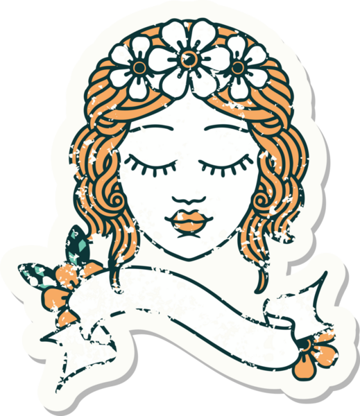 Bir insan tarafından çizilmiş bakirelerin bayrağını taşıyan eski bir etiket.