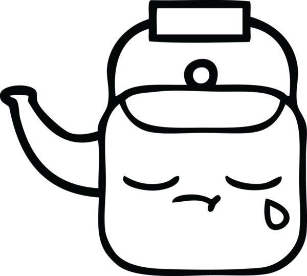 Bir insan tarafından çizilmiş bir çaydanlığın çizgi çizimi