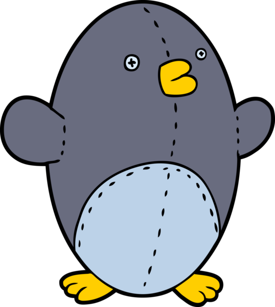 Bir insan tarafından çizilmiş oyuncak penguen.