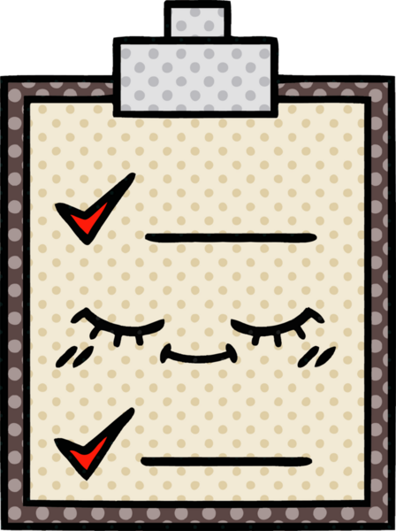 bir insan tarafından çizilmiş kontrol listesinin çizgi roman tarzı karikatürü