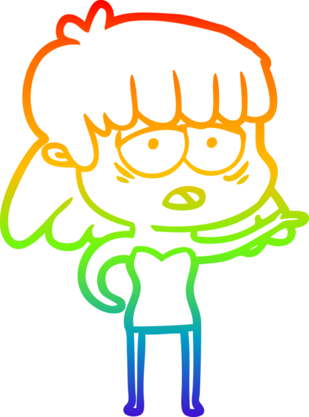 gökkuşağı gradyan çizgi çizimi bir insan tarafından çizilmiş yorgun bir kadın