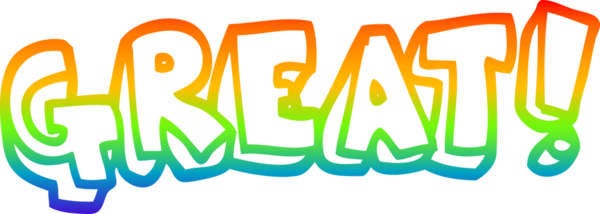 Gökkuşağı gradyan çizgi çizimi bir insan tarafından çizilmiş harika bir kelime.