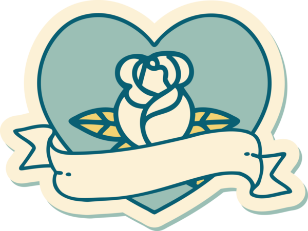 Bir insan tarafından çizilmiş, geleneksel kalp şeklinde dövme çıkartması.