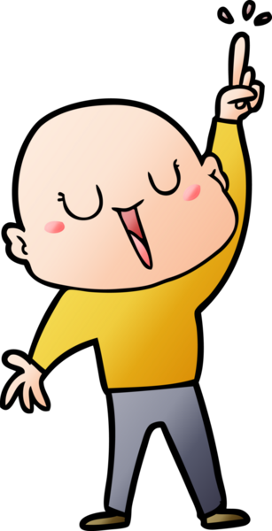 Bir insan tarafından çizilmiş mutlu, kel adam.