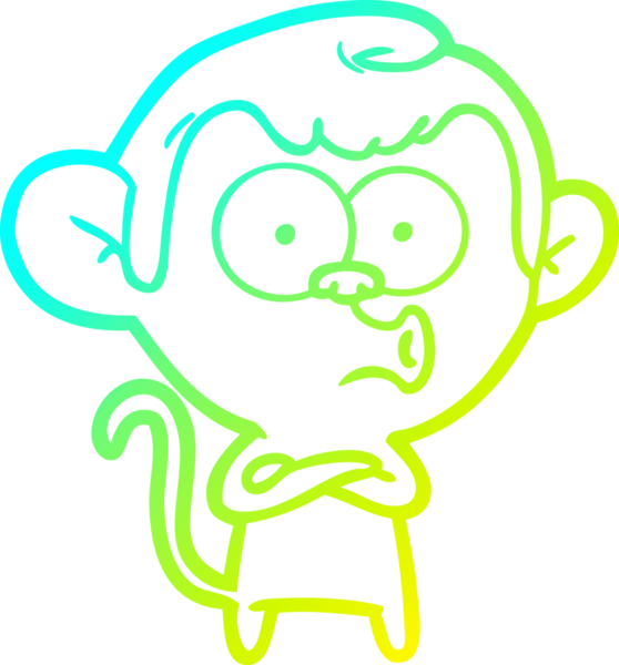 Bir insan tarafından çizilen korna çalan bir maymunun soğuk çizgi çizimi.