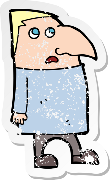 Bir insan tarafından çizilmiş endişeli bir çizgi filmin gerilimli çıkartması.