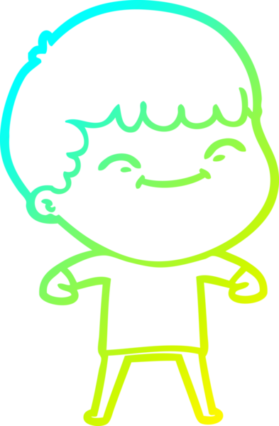 Bir çizgi film karakteri çizen soğuk çizgi bir insan tarafından çizilmiş mutlu çocuk.