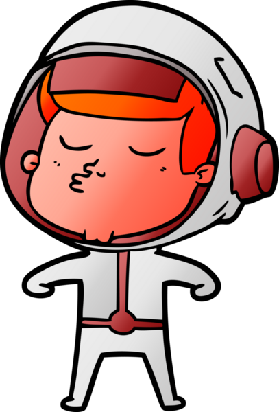 Bir insan tarafından çizilmiş kendine güvenen bir astronot çizgi filmi.