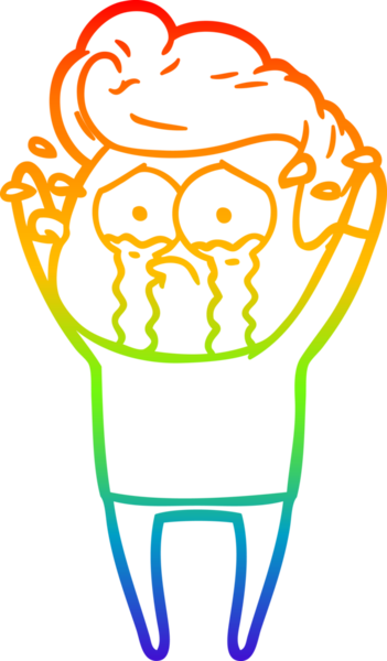 Bir insan tarafından çizilmiş ağlayan bir adamın çizdiği gökkuşağı gradyan çizgisi.