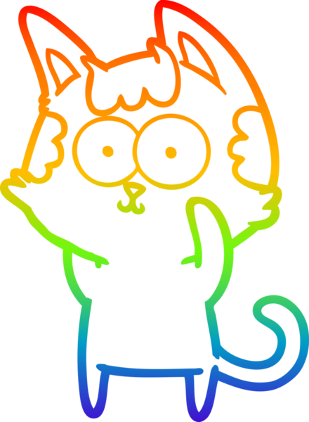 gökkuşağı gradyan çizimi mutlu çizgi film kedisi bir insan tarafından çizildi