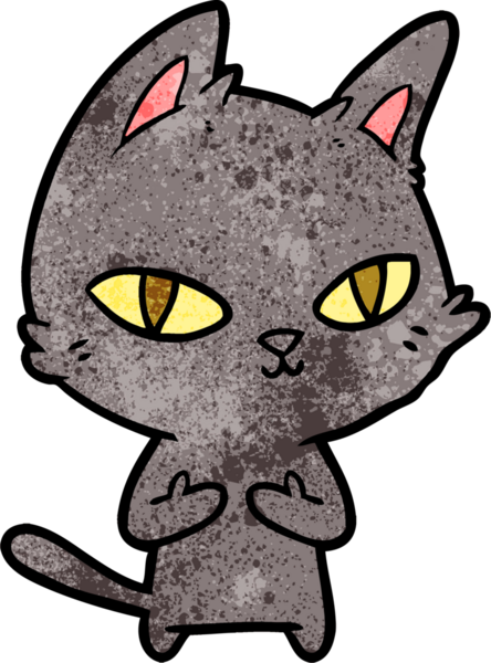 Bir insan tarafından çizilmiş çizgi film kedisi.