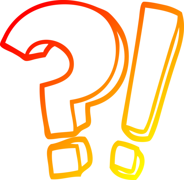 Bir çizgi film soru işareti ve bir insan tarafından çizilmiş ünlem işaretinin sıcak çizgi çizimi