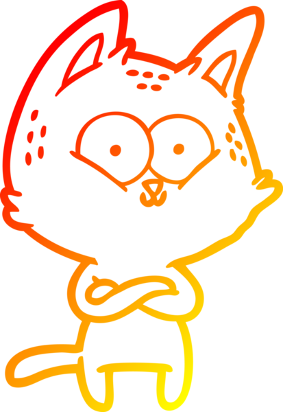 Bir insan tarafından çizilmiş çizgi film kedisinin sıcak çizgi çizimi