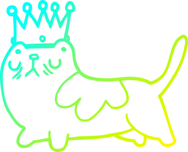 Bir insan tarafından çizilmiş küstah bir kedinin soğuk gradyan çizgisi