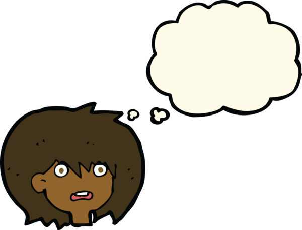 Bir insan tarafından çizilen düşünce baloncuğuyla şok olmuş çizgi film.