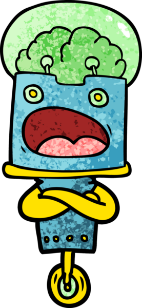 Bir insan tarafından çizilmiş çizgi film robotu