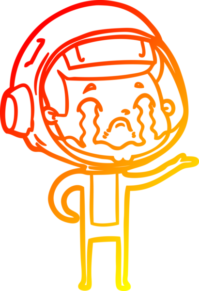 Bir insan tarafından çizilmiş, ağlayan bir astronotun sıcak çizgi çizimi