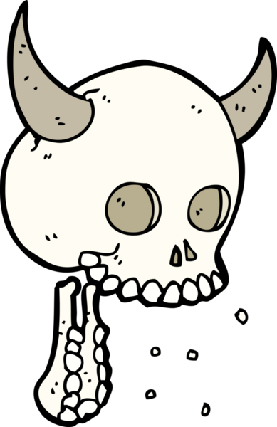 Bir insan tarafından çizilmiş ürkütücü bir kafatası.