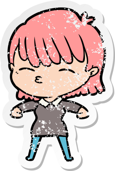 Bir insan tarafından çizilmiş karikatür bir kadının sıkıntılı çıkartması.