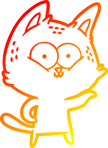 Bir insan tarafından çizilmiş çizgi film kedisinin sıcak çizgi çizimi