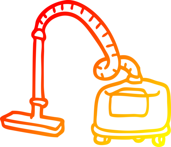 Bir insan tarafından çizilmiş karikatür vakum süpürgesinin sıcak çizgi çizimi