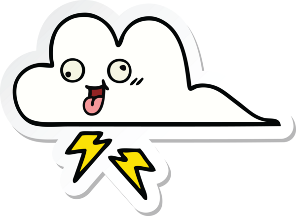 Bir insan tarafından çizilmiş şirin bir fırtına bulutunun çıkartması.