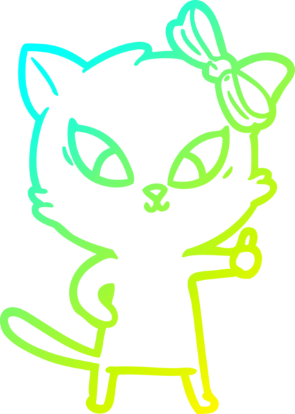 Bir insan tarafından çizilen çizgi film kedisinin soğuk gradyan çizgisi.