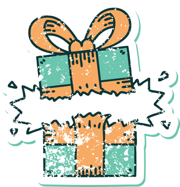 Bir insan tarafından çizilmiş bir hediyenin sembolik dövmeli görüntüsü