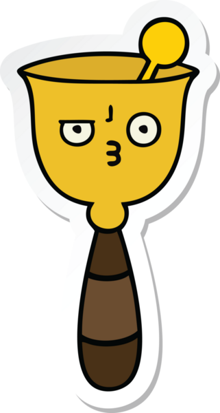 Bir insan tarafından çizilmiş şirin bir okul çanının çıkartması.