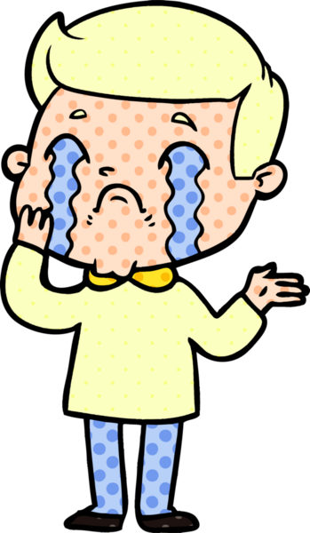 Bir insan tarafından çizilmiş ağlayan çizgi film adamı.