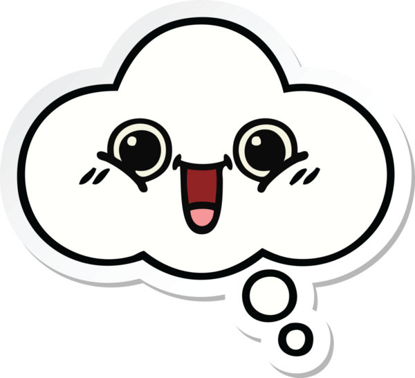 Bir insan tarafından çizilmiş şirin bir düşünce baloncuğunun çıkartması.