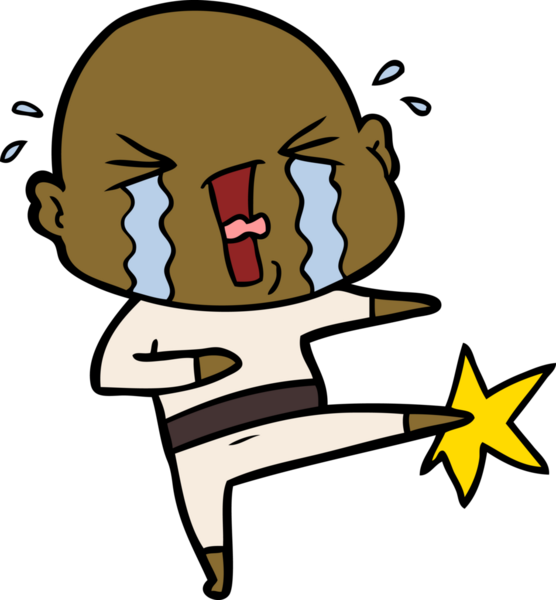 Bir insan tarafından çizilmiş ağlayan kel bir adam.