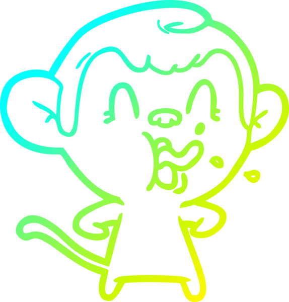 Bir insan tarafından çizilmiş çılgın bir çizgi film maymunu çizimi