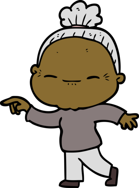 Bir insan tarafından çizilmiş barışçıl yaşlı bir kadın.