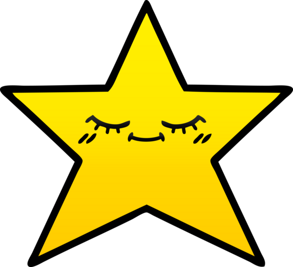 Bir insan tarafından çizilmiş altın yıldızın gölgeli karikatürü