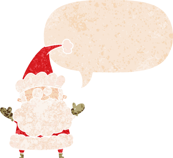 Çizgi film, Noel Baba 'nın aklını karıştırdı ve grunge' deki konuşma baloncuğuyla bir insan tarafından çizilmiş tedirgin geçmiş dokuma stili.