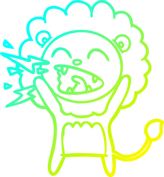 Bir insan tarafından çizilen kükreyen aslanın soğuk çizgi çizimi.