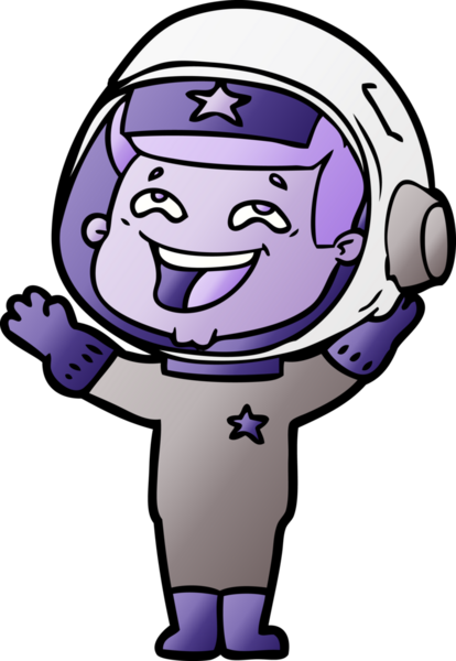 Bir insan tarafından çizilmiş gülen astronot çizgi filmi.