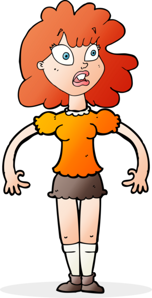 Bir insan tarafından çizilmiş, şok olmuş yüzü olan güzel bir kız.