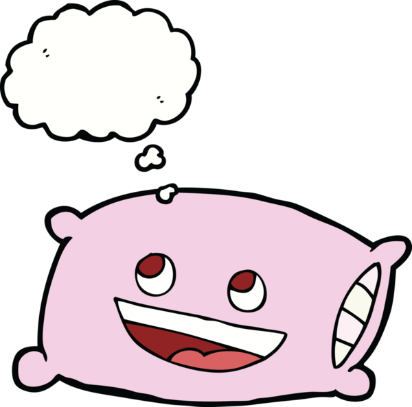 Bir insan tarafından çizilmiş düşünce baloncuklu karton yastık