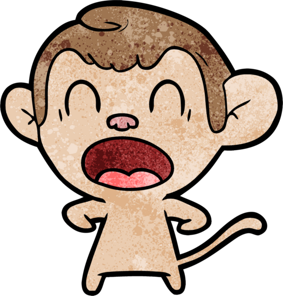 Bir insan tarafından çizilmiş bağıran çizgi maymun.