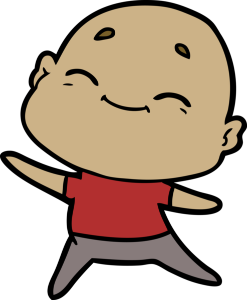 Bir insan tarafından çizilmiş mutlu, kel adam.