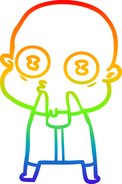 Gökkuşağı gradyan çizgi çizimi Bir insan tarafından çizilmiş garip kel uzay adamı