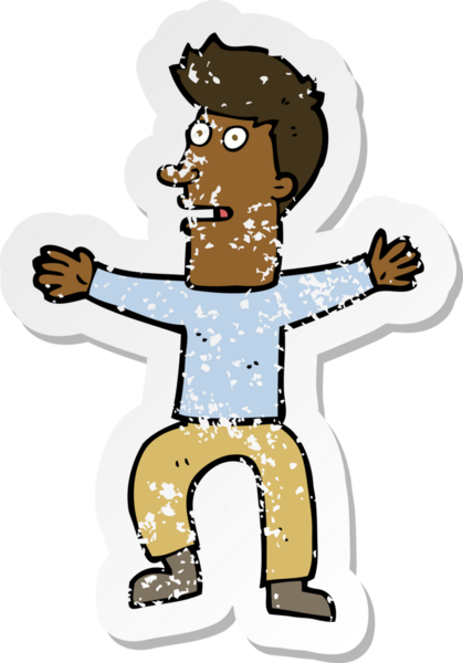 Bir insan tarafından çizilmiş bir karikatürün gerilimli çıkartması.